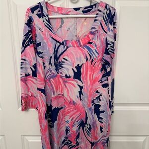 Lilly Pulitzer Vibrant Pink and Blue Patterned Dress
